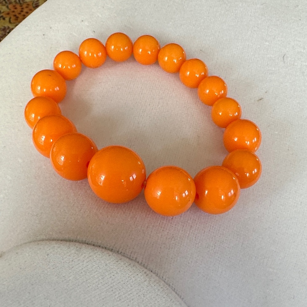 Vibrant Orange Stretch Beaded Bracelet